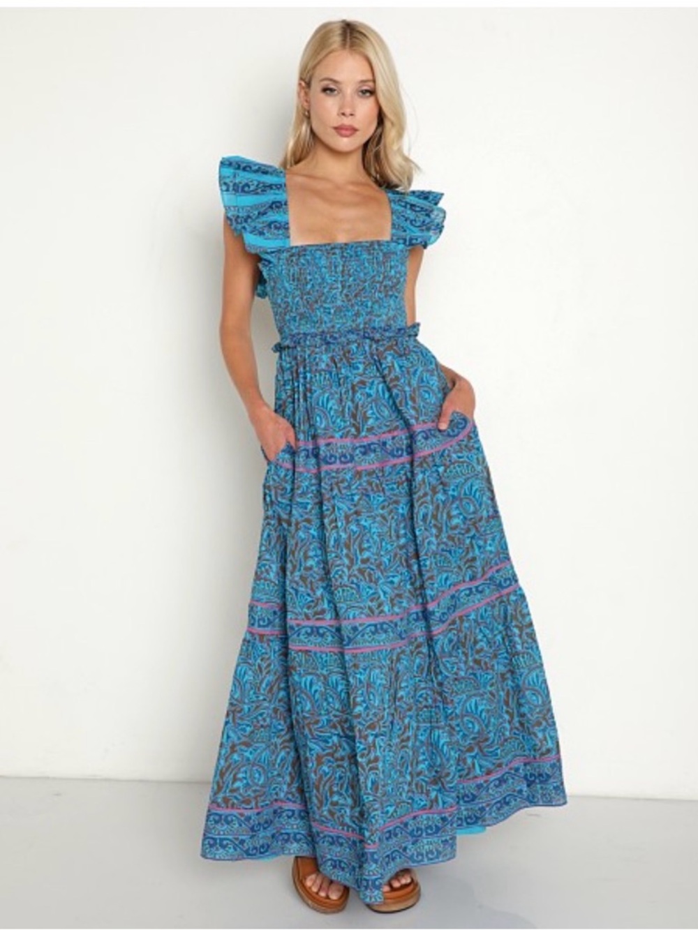 Cleobella Turquoise & Purple Printed Maxi Dress